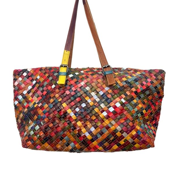 Amerileather Bohemian Woven Leather Crossbody Shoulder Messenger Tote Bag